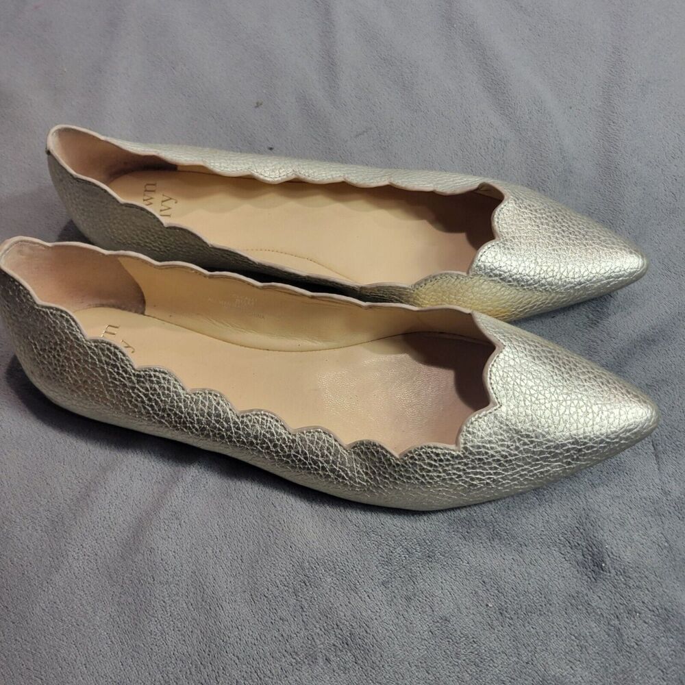 Crown & Ivy Metallic Scalloped Flat Shoes 8.5M All Man Made Materials Made In Ch